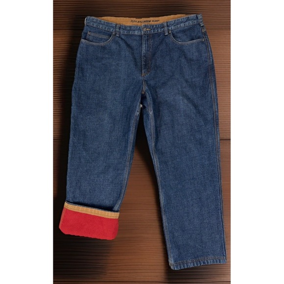 Duluth Trading Fleece Lined Flex Ballroom Jeans Dark‎ Wash Men's 40x30 EUC - Picture 1 of 13